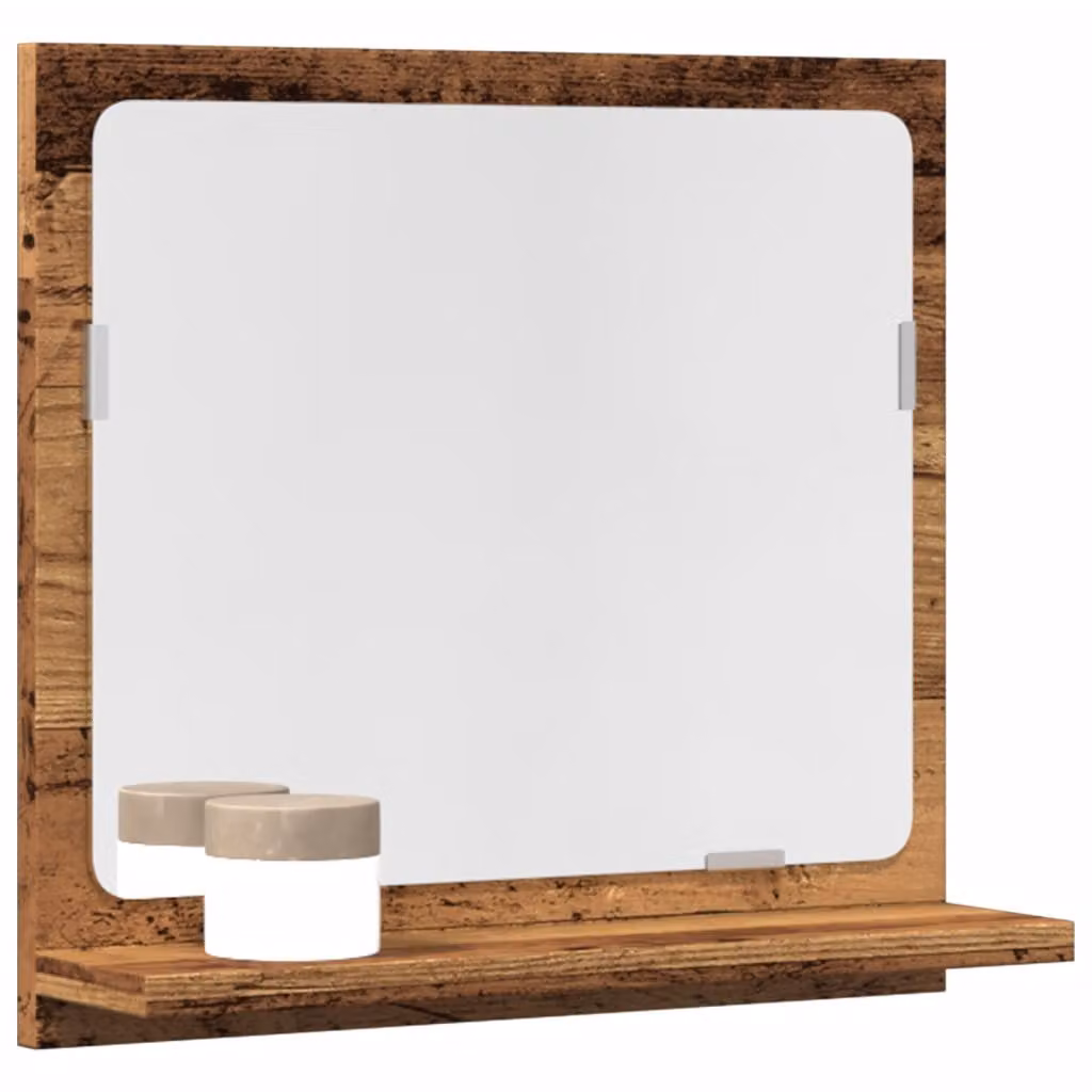 Mobile da bagno con specchio vidaXL in legno color marrone antico, L 40 cm, P 11 cm, H 37 cm