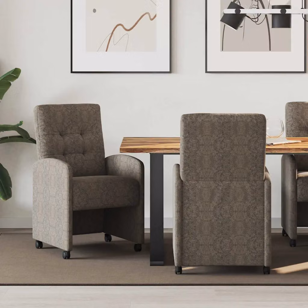 Set di 2 sedie da pranzo vidaXL con ruote e braccioli in pelle sintetica grigio scuro L/P/H: 58 x 67 x 97 cm – 1