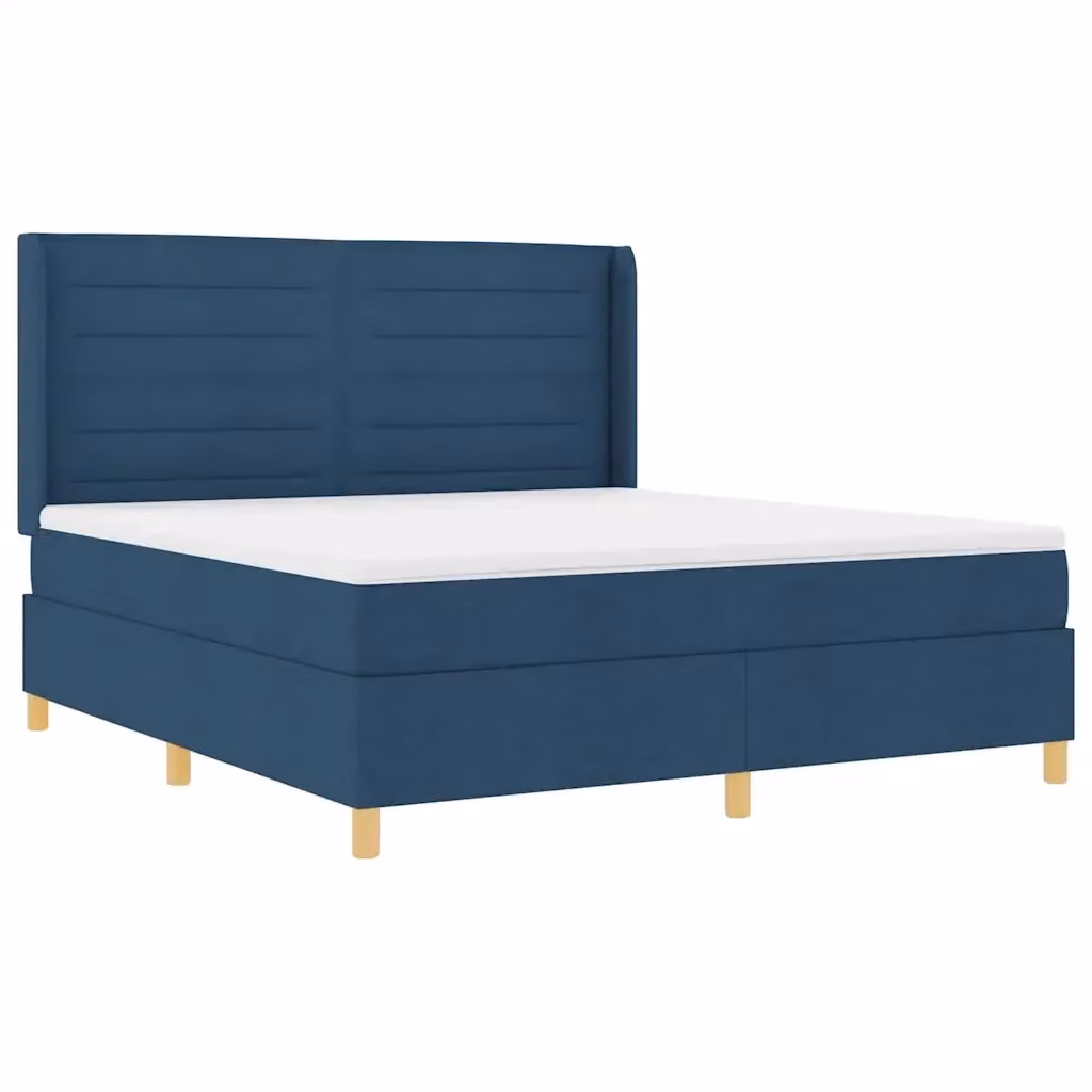 Letto a molle moderno vidaXL in tessuto blu con strisce LED sottostante e porta di ricarica USB L/P: 180 x 200 cm – 2
