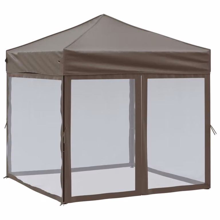 Tenda per Feste Pieghevole con Pareti Laterali Tortora 2x2 m