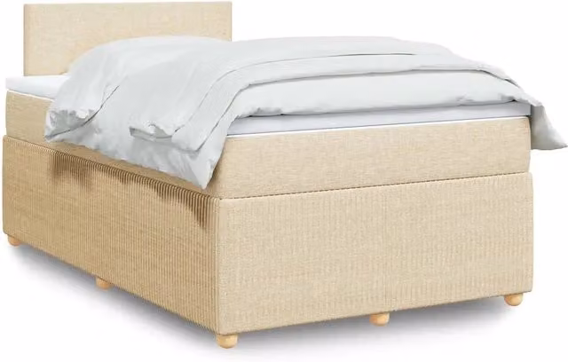 Letto a molle con materasso ibrido vidaXL in tessuto beige e bianco L/P/H: 200 x 120 x 100,5 cm