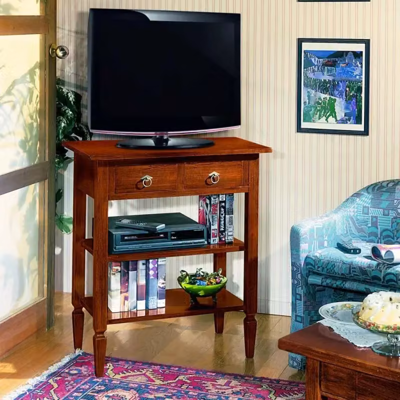 Porta TV 2 Arte Povera in Legno Massello Tinta Noce Mobili 2G L: 75 cm, P: 45 cm, H: 85 cm – 3