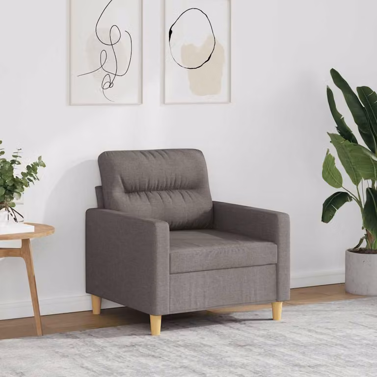 Poltrona moderna vidaXL in tessuto beige e grigio con struttura in metallo e braccioli