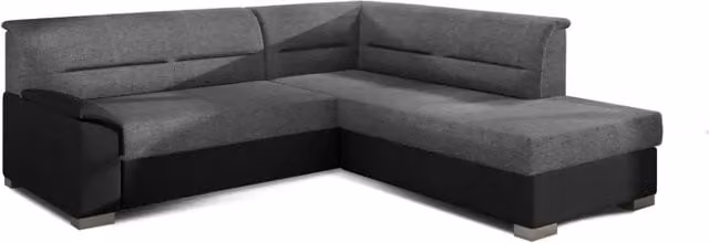 Divano angolare convertibile TROMSO MEUBLORAMA grigio e nero con angolo destro e contenitore – 1