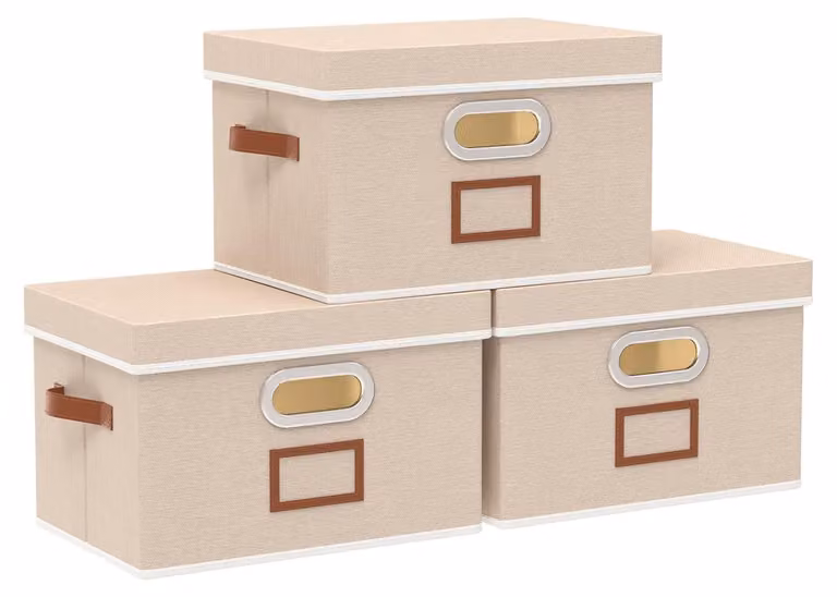 Set di 3 scatole portaoggetti con coperchio