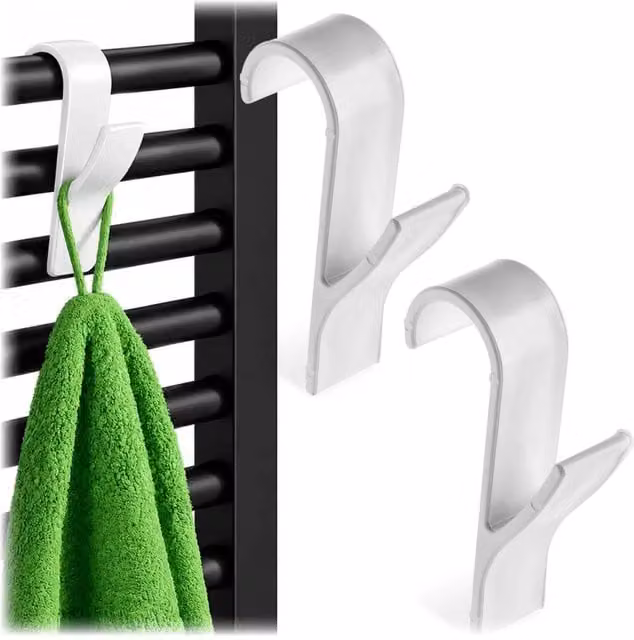 Set di 2 appendiabiti Kadax per termosifone da bagno in plastica bianco