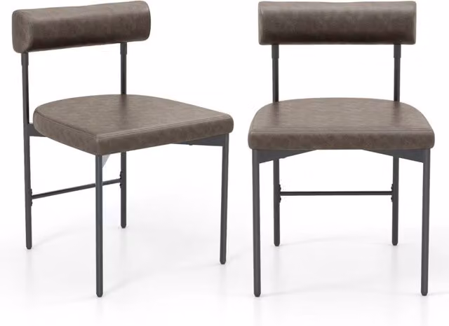 Set di 2 sedie da pranzo Design Mania in ecopelle grigia con schienale curvato e stile mid-century