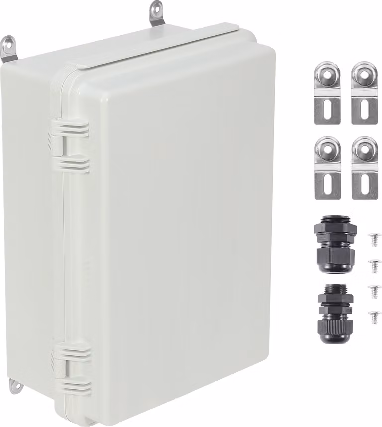 SucceBuy Scatola di derivazione elettrica per esterni - 11,81 x 7,87 x 7,08 pollici - Plastica ABS. Coperchio a cerniera con chiusura in acciaio inox. IP67 antipolvere e impermeabile per lavori elettrici all'aperto.