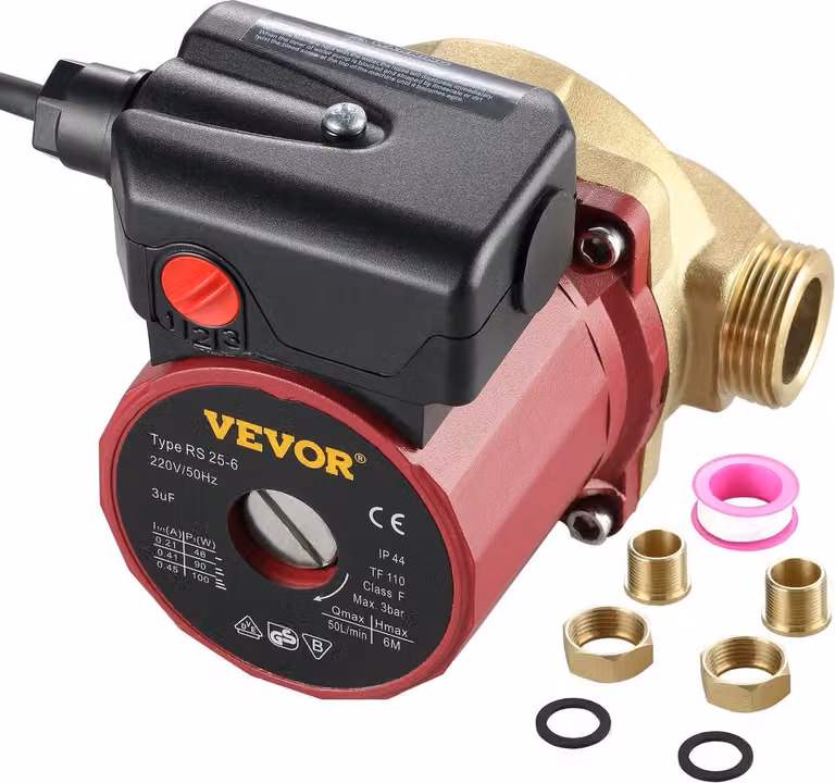 Pompa di circolazione dell'acqua calda da 0,6 pollici, 220 V, 5,3 GPM, 90 W, 0,8 A per lavatrice, doccia, lavatrice automatica domestica, bar