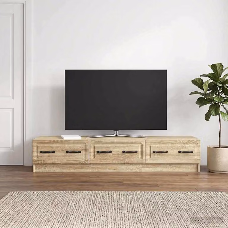 Mobile TV vidaXL moderno in legno ingegnerizzato Rovere Sonoma, colore beige/marrone, L: 147 cm, P: 34,5 cm, H: 27 cm