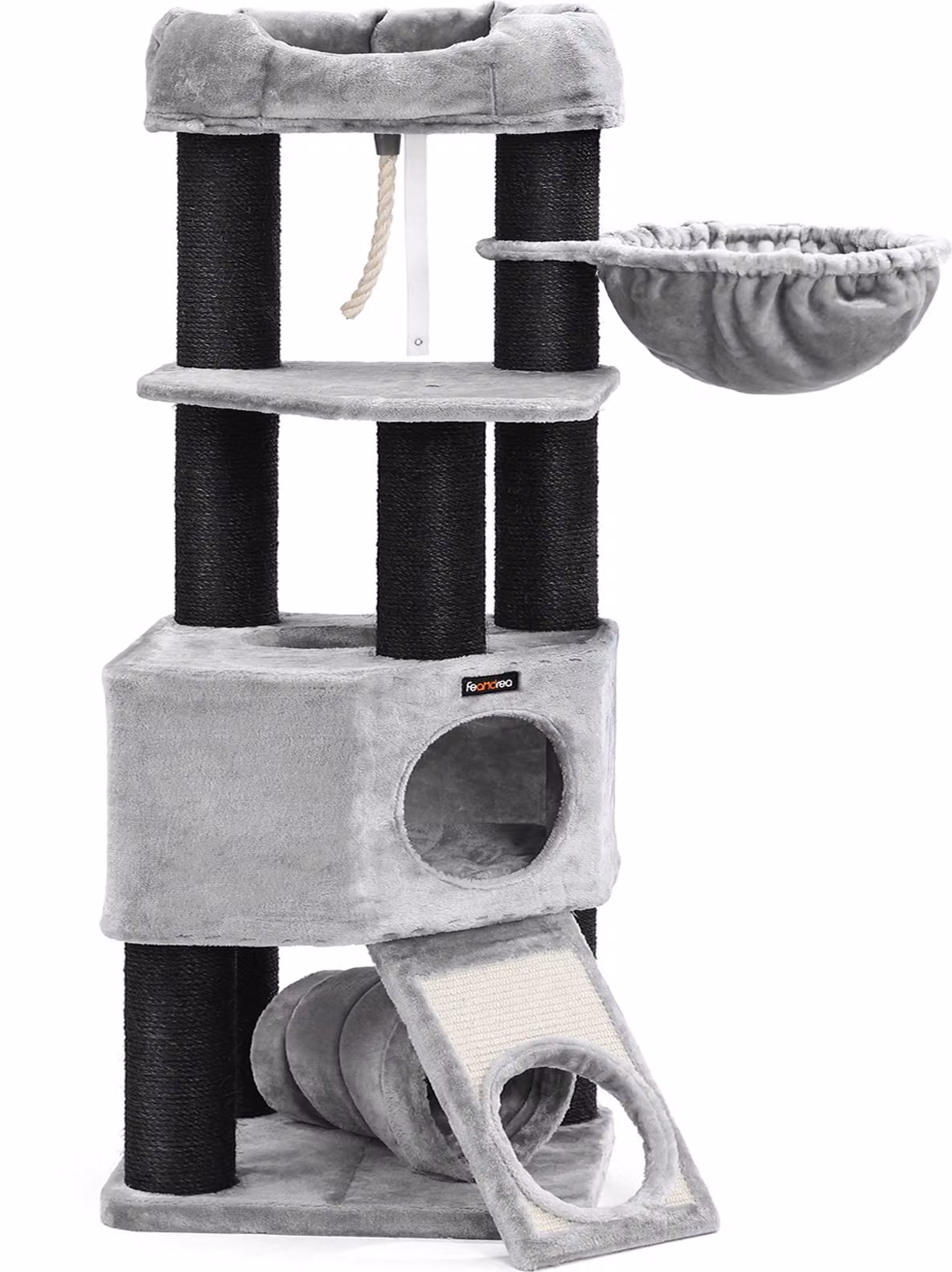 FEANDREA Tiragraffi grande, 141 cm, colonna robusta, stabile, con protezione antiribaltamento, nero