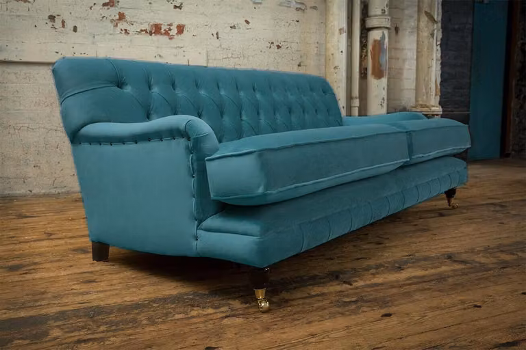 Dreisitzer Couch Chesterfield Couch Polster Sofas Lederpolster Wohnzimmer Samt