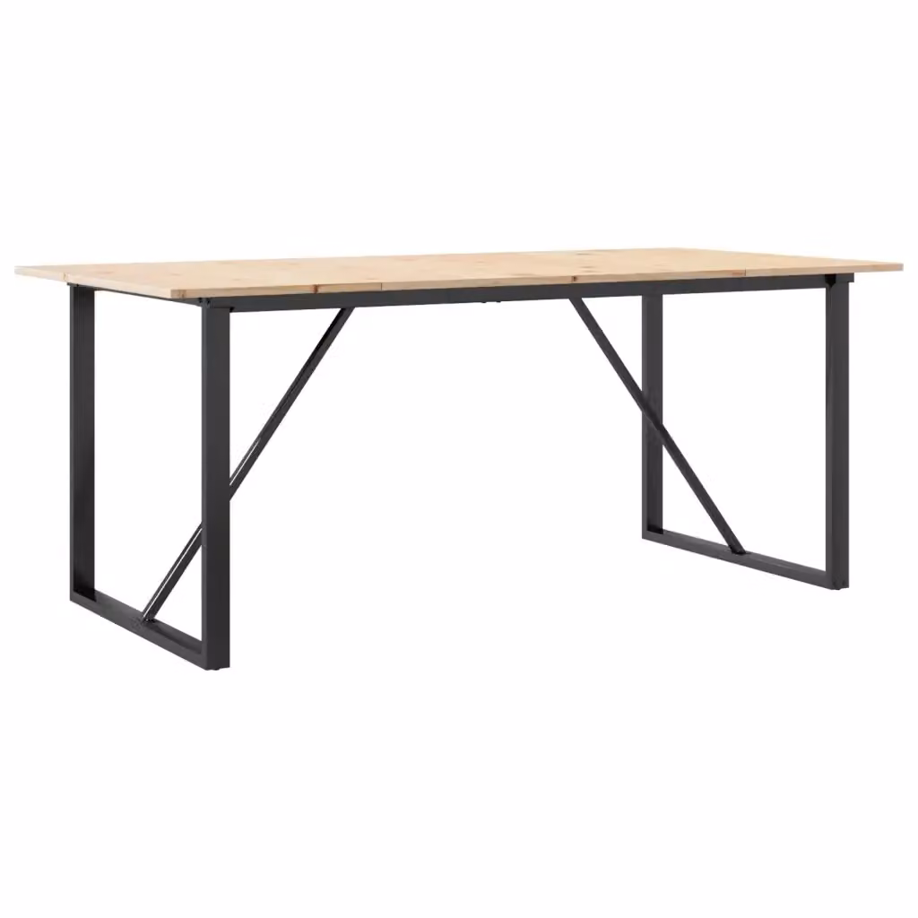 Tavolo da pranzo rettangolare vidaXL in legno di pino e metallo marrone L: 180 cm, P: 90 cm, H: 75 cm – 2