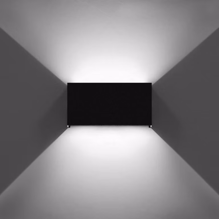 Lampada a LED da parete, 12W, luce direzionale verso l'alto e verso il basso, regolabile, grado di protezione IP65, colore nero, temperatura di colore 6000K