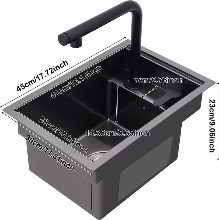 Lavello da cucina, acciaio inox 304, installazione a incasso, stile a scomparsa