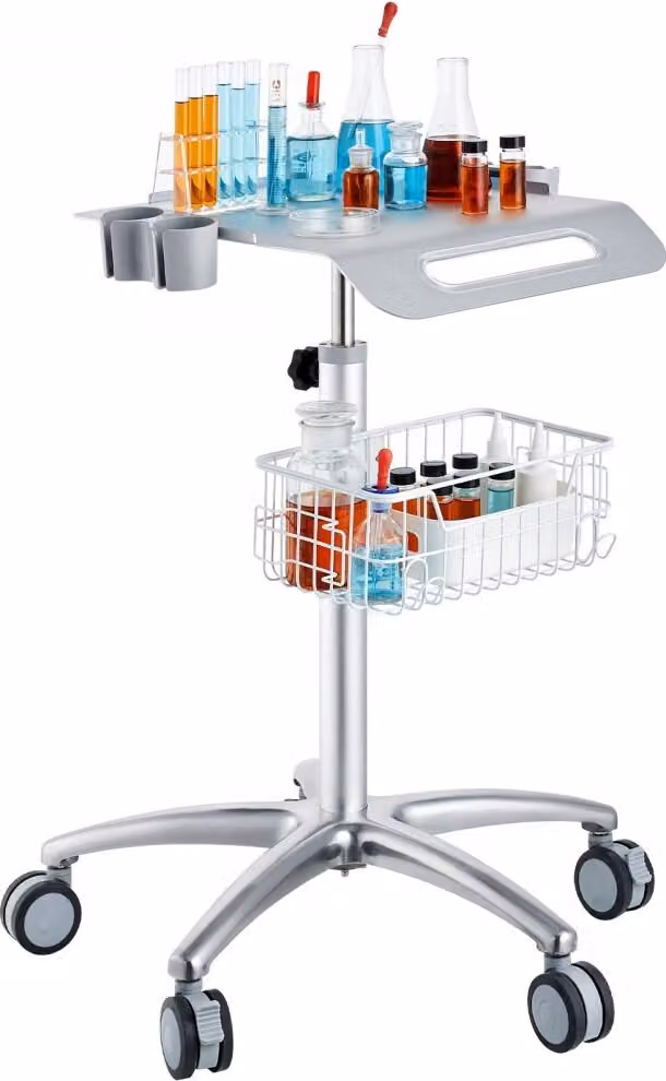 Carrello mobile - Carrello medico regolabile con cestino portaoggetti