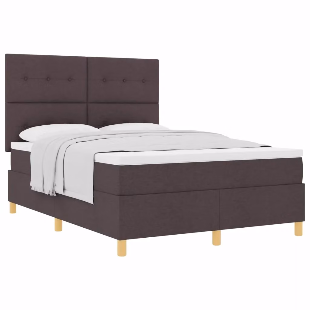 Letto a molle con testiera vidaXL in tessuto marrone con molle a tasche L/P/H: 140 x 190 x 28 cm – 2