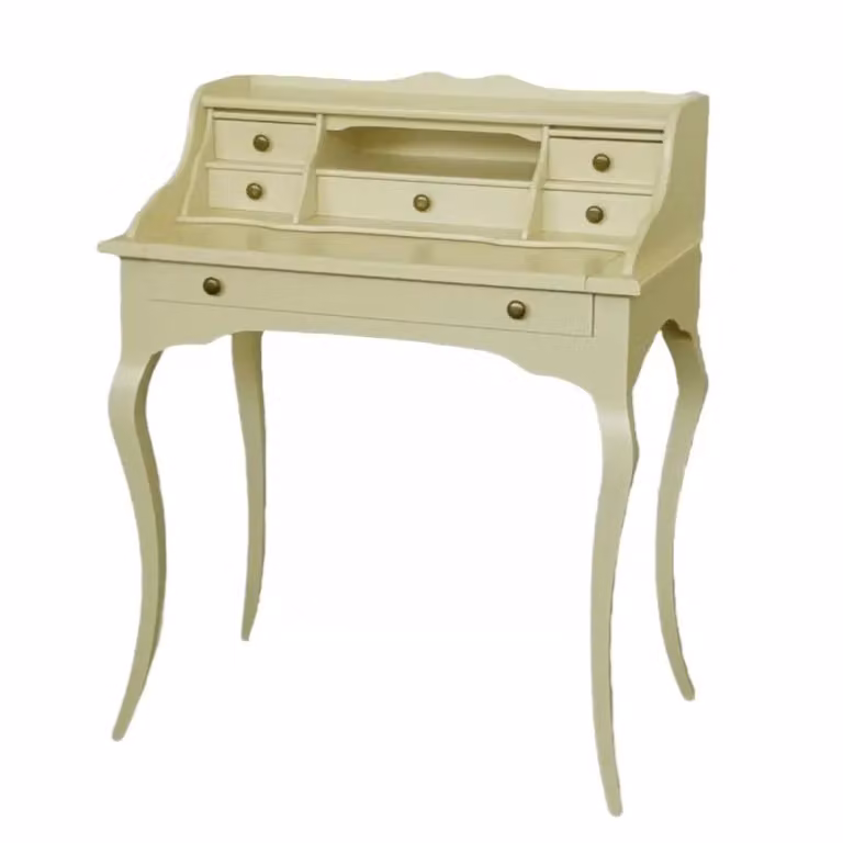 Scrivania classica con piano estraibile in legno beige e bianco Mobili 2G L: 78 cm, P: 50 cm, H: 95 cm