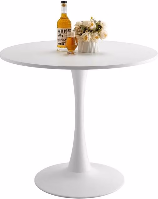 Tavolo da cucina rotondo in legno (80 cm / 113,4 kg di carico) per 2-4 persone, tavoli da ufficio moderni con piede in forma di tulipano, per cucina, casa o soggiorno, bianco (solo tavolo)