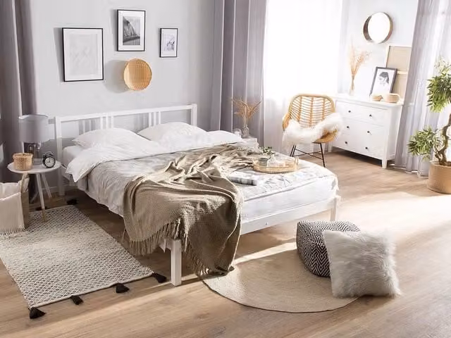 Letto Beliani in legno di pino laccato bianco con stile minimalista L/P/H: 140 x 200 cm – 1