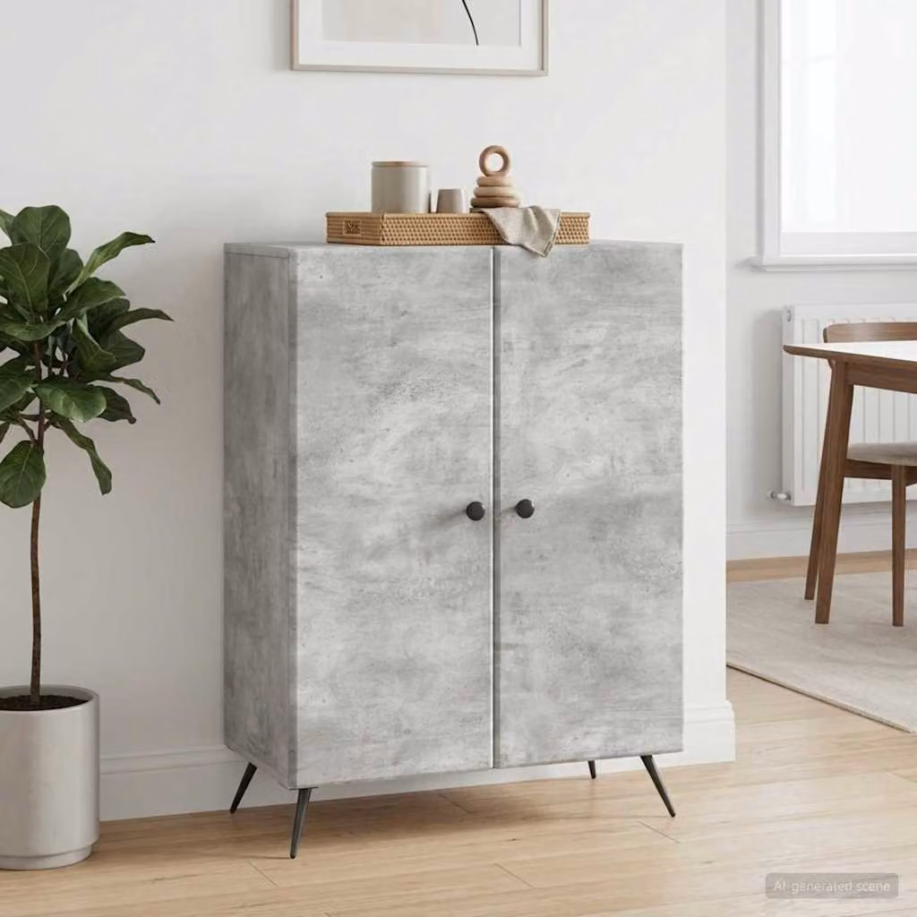 Credenza moderna vidaXL in legno ingegnerizzato MDF, colore grigio, L 66 cm x P 34,5 cm x H 90 cm