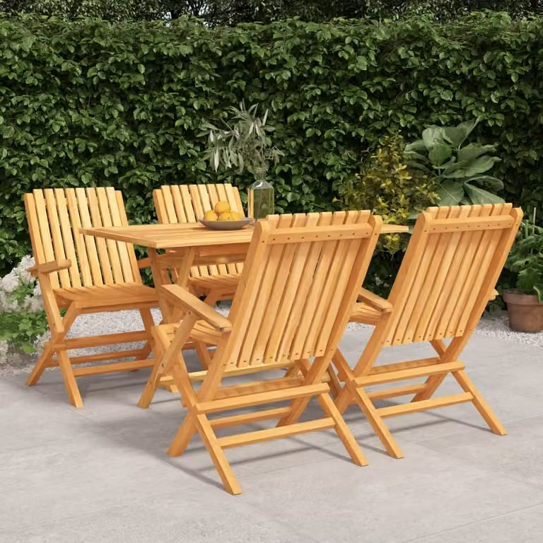 Maison Exclusive - Set da pranzo da giardino in teak massiccio, 5 pezzi