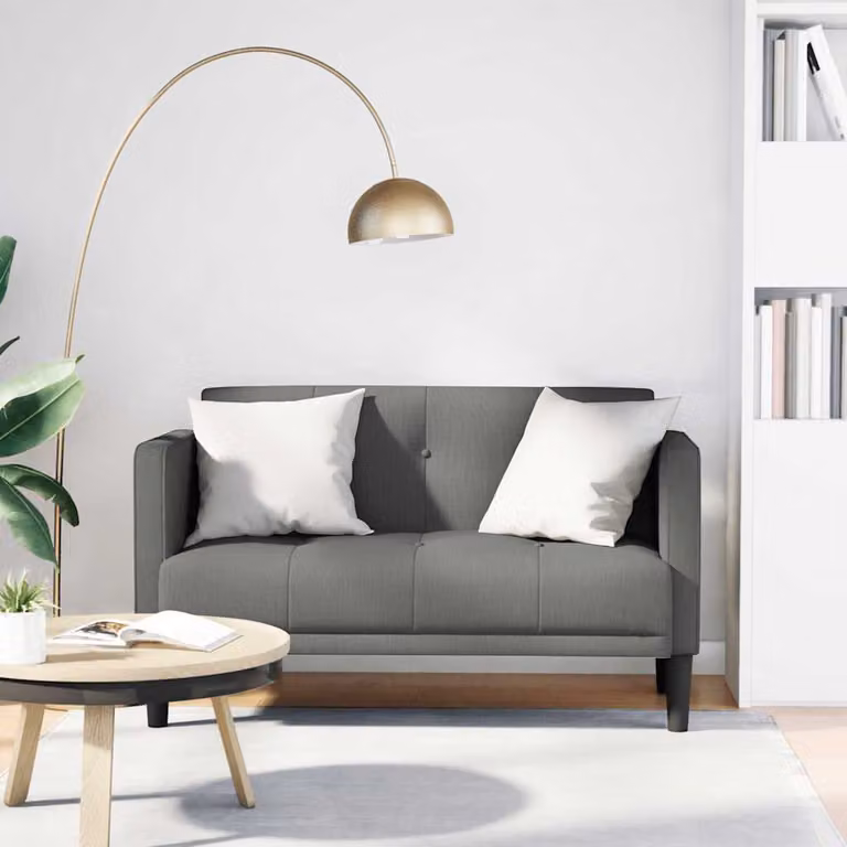 vidaXL Divanetto Moderno in Tessuto Grigio L: 111 cm, P: 67 cm, H: 74,5 cm