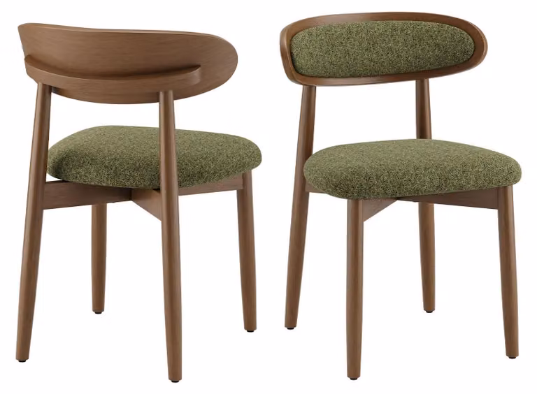 Set di 2 sedie da pranzo in legno massello, stile scandinavo, con schienale ergonomico e seduta imbottita, confortevoli e con supporto lombare