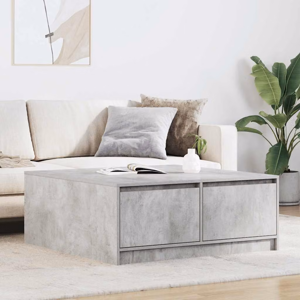 Maison Exclusive - Tavolino da Salotto con Cassetti Grigio Cemento 100x100x40 cm