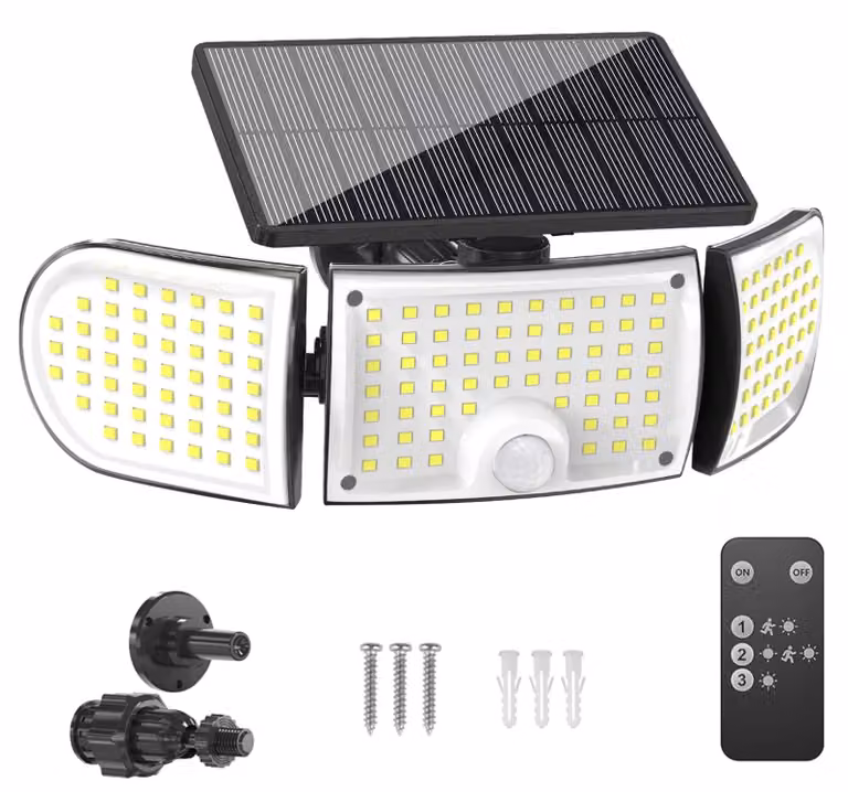 Lampada solare da esterno a LED, 160 LED, grado di protezione IP65, temperatura di colore 6500K, angolo di illuminazione 360°, controllabile a distanza