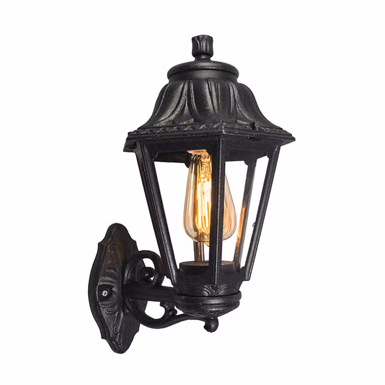 QAZQA - Applique da esterno Classic I Antique Rural nero IP44 - Anna I Illuminazione da esterno - Rotonda in plastica - LED adatto E27