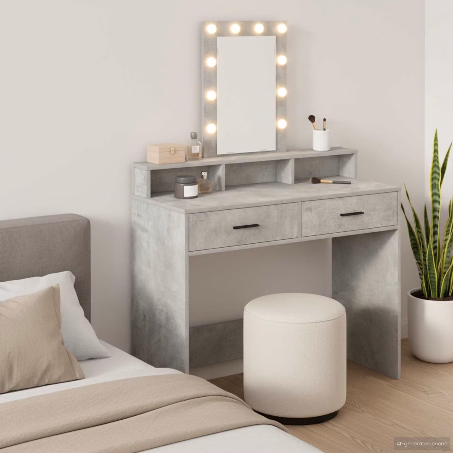 vidaXL Tavolo da Trucco Moderno Grigio in MDF L/P/H: 100 x 41 x 140 cm