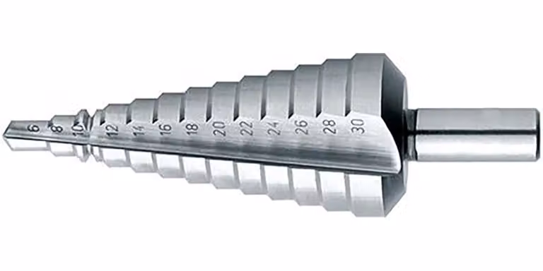 Trapano a tazza passo variabile, universale, in HSS, da 12,5 a 30,50 mm