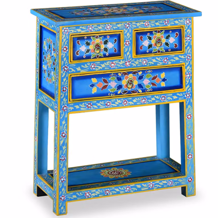 vidaXL Credenza con cassetti in legno massiccio mango turchese dipinta a mano