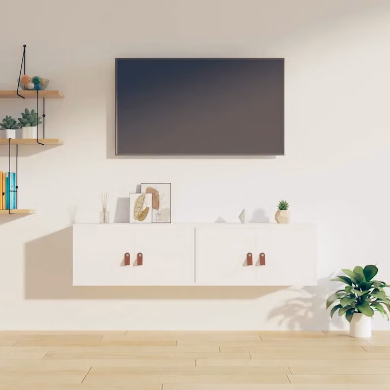 Set di 2 pensili vidaXL in legno massello di pino bianco stile rustico L 60 cm x P 30 cm x H 30 cm