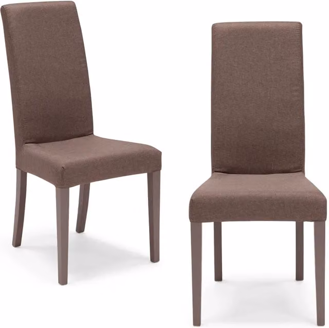 Set di 2 sedie imbottite modello EDI Redokasa per interni, design moderno con struttura in legno e rivestimento in tessuto sfoderabile, colore Marrone