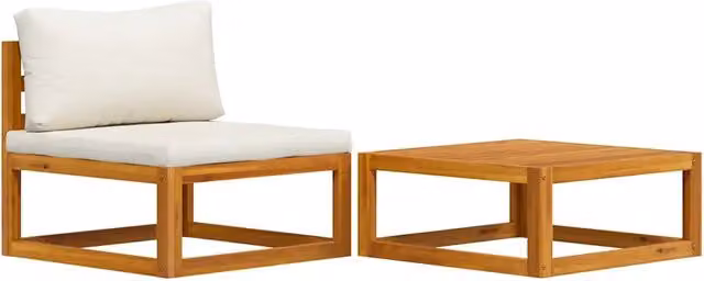 Set Divani da Giardino 2 pz | Set Salotto da Giardino con Cuscini in Massello di Acacia