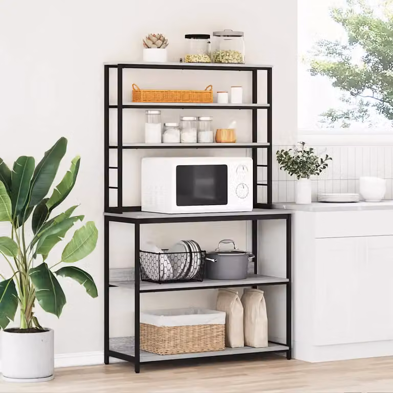 vidaXL Mensola da cucina a 5 livelli in stile industriale, Grigio e Nero, L 100 x P 40 x H 168 cm