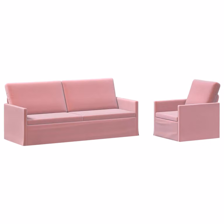 Set di 2 divani moderni vidaXL in velluto rosa con struttura in metallo per il tuo soggiorno
