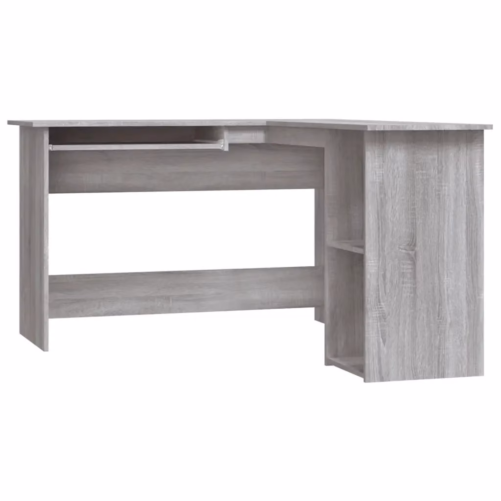 Scrivania Angolare Moderna vidaXL Grigia in Legno e MDF Laminato L/P/H: 140 x 120 x 75 cm – 2