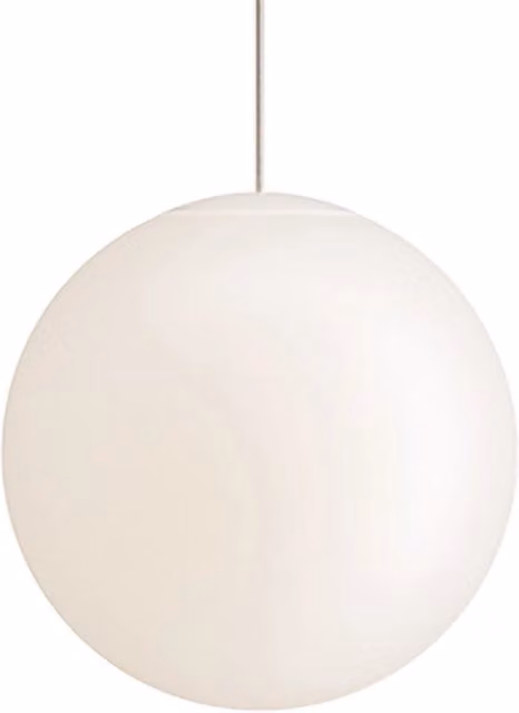 Sferis Lampada a sospensione Sfera in vetro opale satinato, montatura in policarbonato trasparente, diametro 40 cm, altezza totale 325 cm, 230V