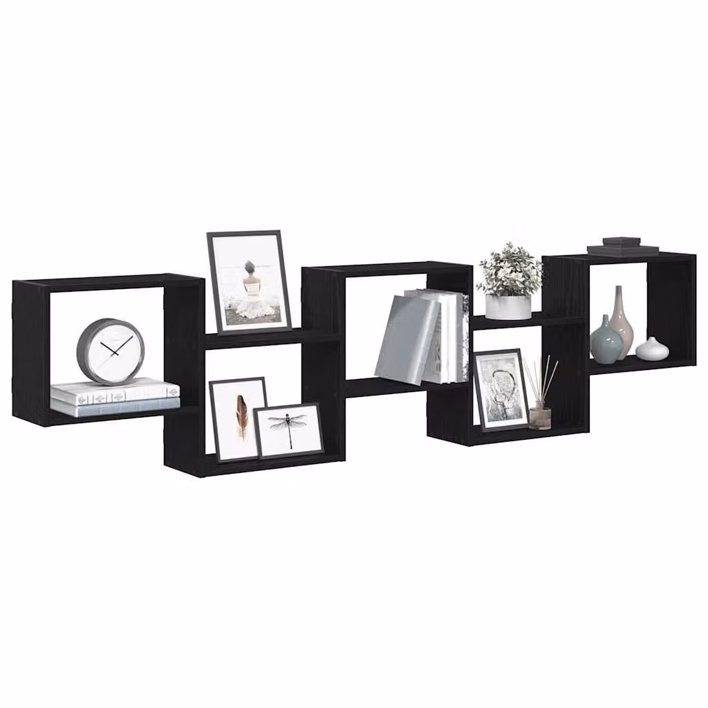 vidaXL Mensola a Cubo da Parete con 5 Scomparti in Legno e MDF Nero Opaco