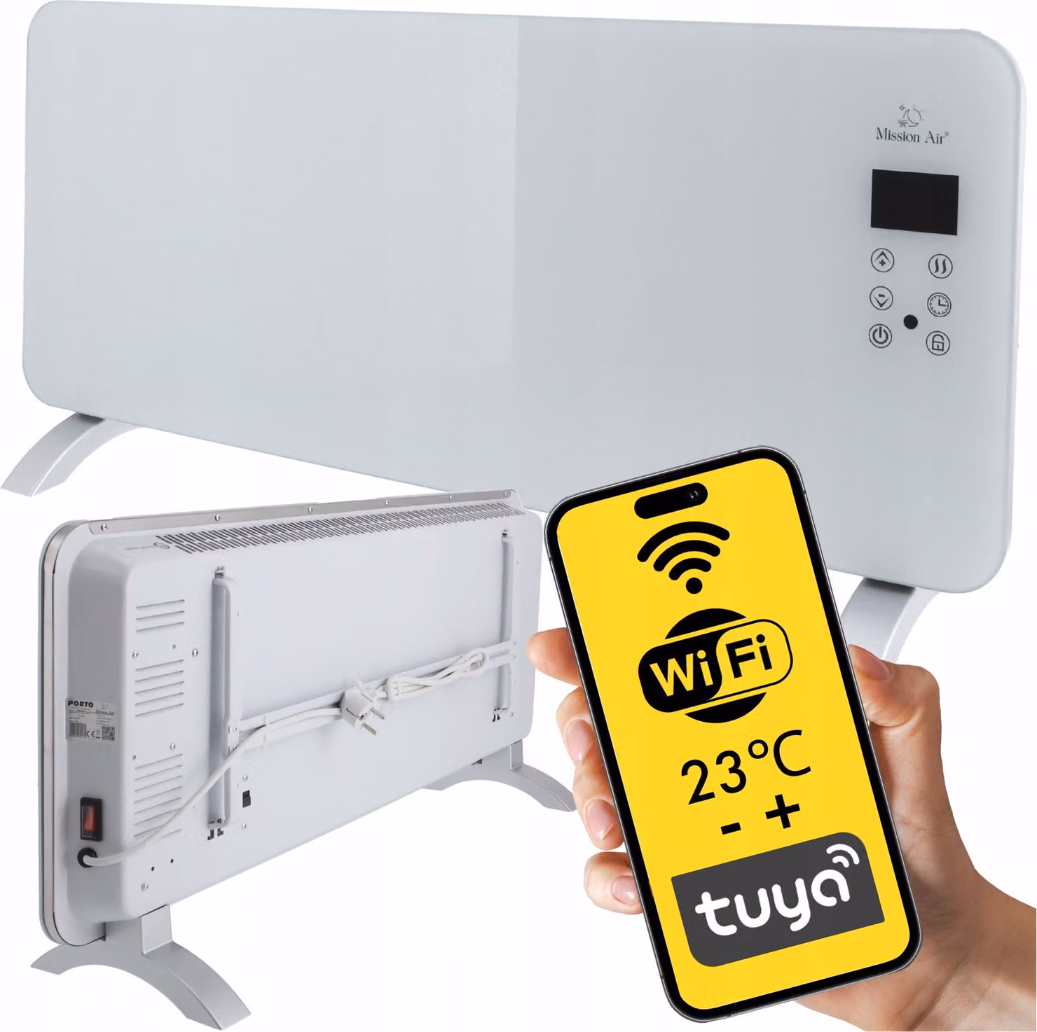PORTO WiFi 2000W Riscaldatore a convettore bianco
