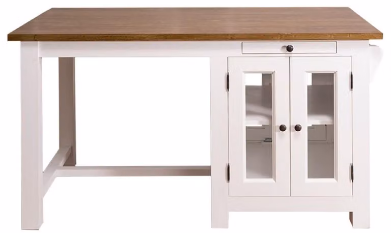 Casa Padrino isola da cucina in stile country con 4 ante in vetro e 2 cassetti bianco/marrone scuro 150 x 85 x h. 80 cm - Mobili da cucina in stile country