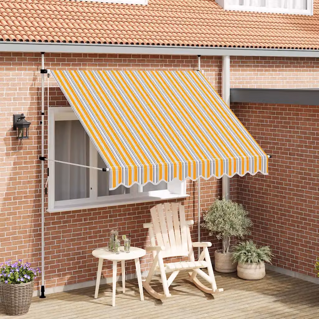vidaXL Tenda da Sole Retrattile Manuale a Strisce Blu e Gialle, L: 250 cm