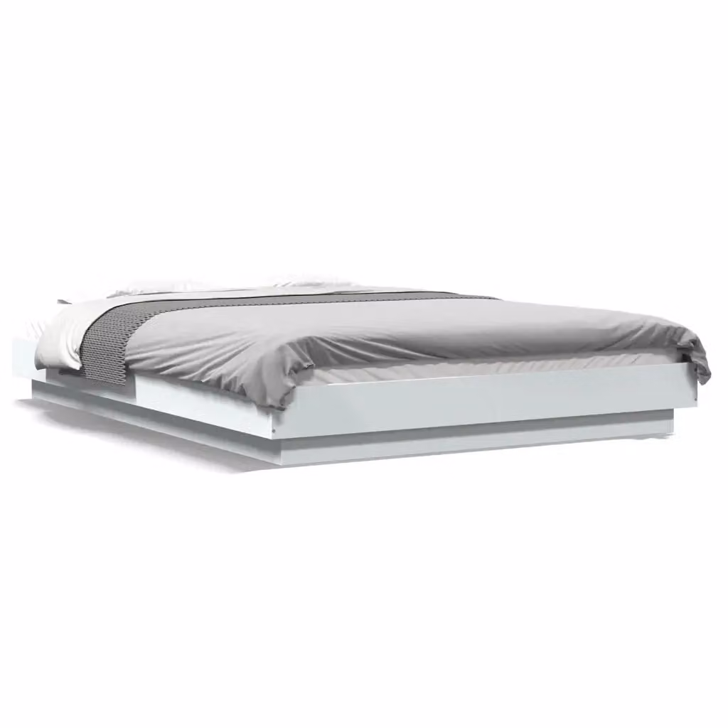 vidaXL Giroletto Bianco in Legno Multistrato con Doghe Fisse L/P/H: 200 x 140 x 23 cm – 2