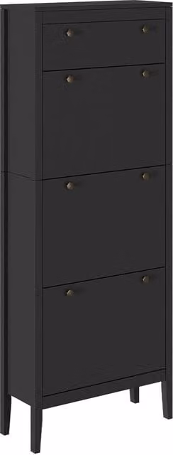 Armadio porta scarpe Aron Vicco Nero con ante a ribalta e ripiani interni L: 60 cm, H: 153 cm, P: 23,5 cm – 1