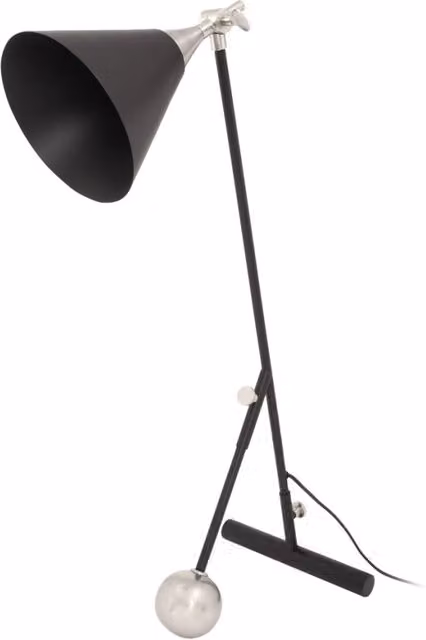 Lampada da tavolo Celeste in metallo nero e argento