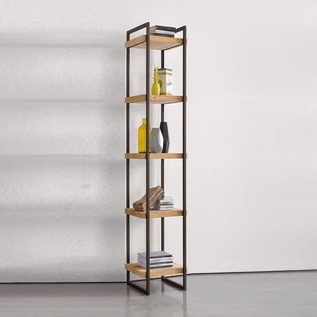 Libreria industrial cortina Mobili 2G in legno massello di abete marrone L: 50 cm, P: 45 cm, H: 205 cm – 1