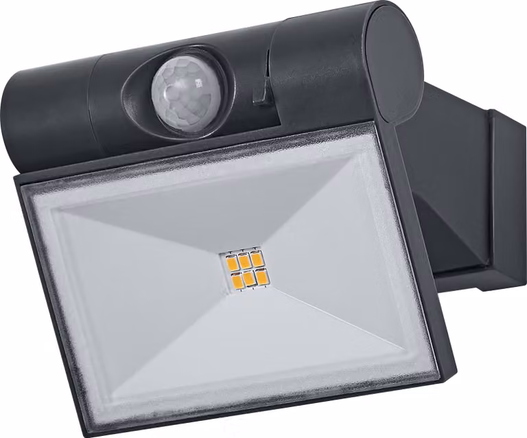 Faretto a LED regolabile ENDURA Style, alimentato tramite USB, colore grigio scuro, 1,6 W, 120 lm, temperatura di colore 3.000 K, angolo di emissione 110°, grado di protezione IP44, durata 25.000 ore, sensore PIR, funzione di ricarica USB-C.